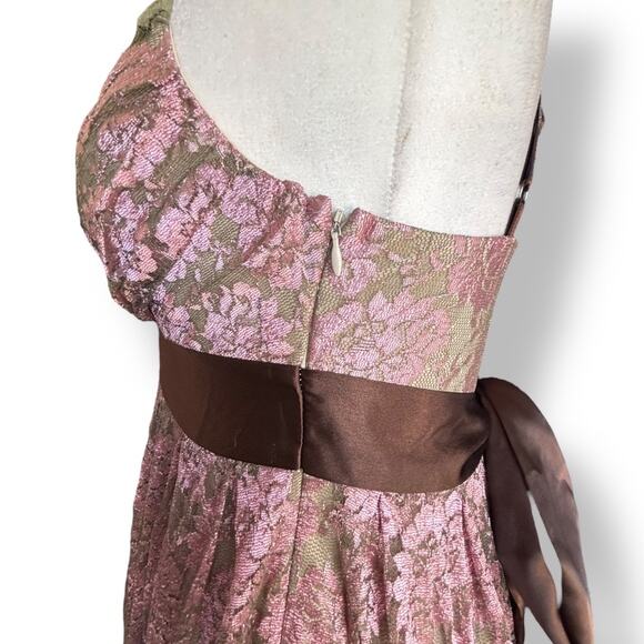 Vintage Y2K Necessary Objects Pink Floral Lace Slip Dress Satin Bow Detail Small - Picture 4 of 10